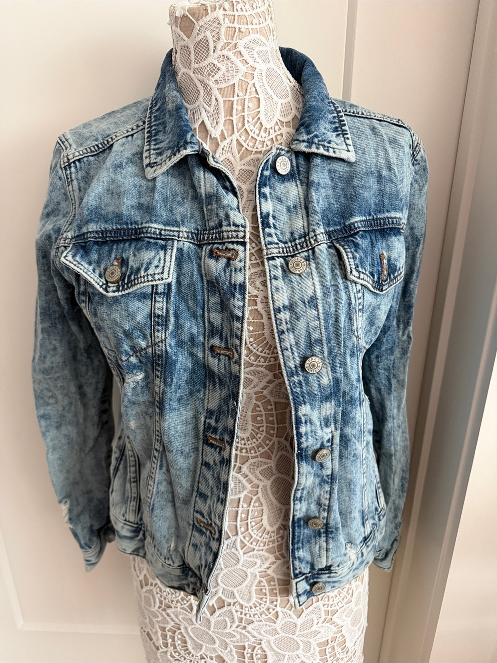 Express Light Blue Acid-Wash Denim Jacket